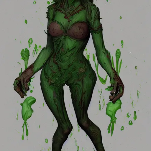 Image similar to illustration of a beautiful goblin girl, green skin, digital concept art