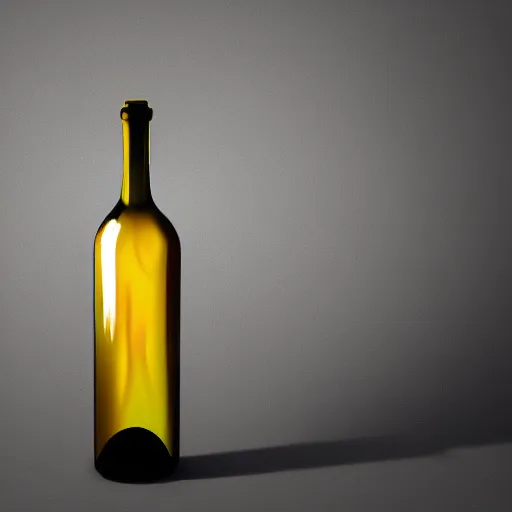 Prompt: wine bottle covered in artistic yellow smoke with a black background