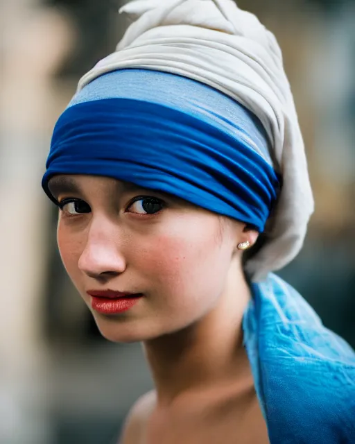 Prompt: An extremely beautiful studio photo of the girl with a pearl earring, 20 years old, bokeh, 90mm, f/1.4