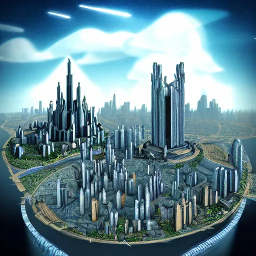 Image similar to Empyrean city, surreal