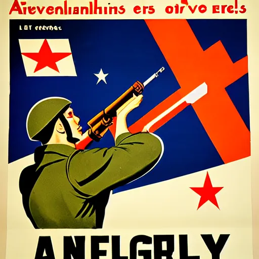 Image similar to propaganda poster promoting the artillery corps, limited palette, ww 2