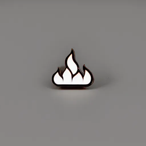 Image similar to a photo of a retro art deco minimalistic clean fire warning enamel pin, studio lighting, behance