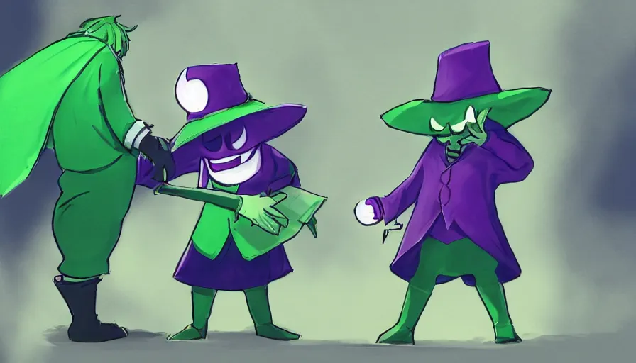 Image similar to ''ralsei from deltarune in court with saul goodman, digital art, concept art, high quality, 4 k''