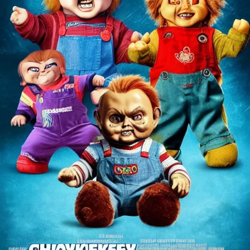 Image similar to Chucky versus Evil Teddy Bears movie poster