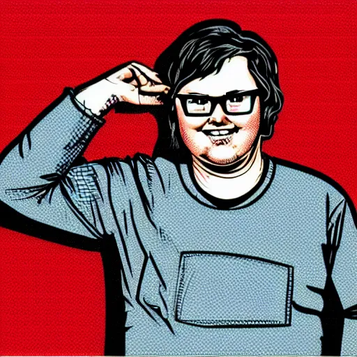 Image similar to clark duke hybrid, vector, svg sticker art