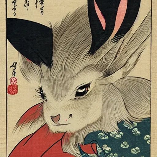 Image similar to Beautiful Ukiyo-e painting of an Eevee