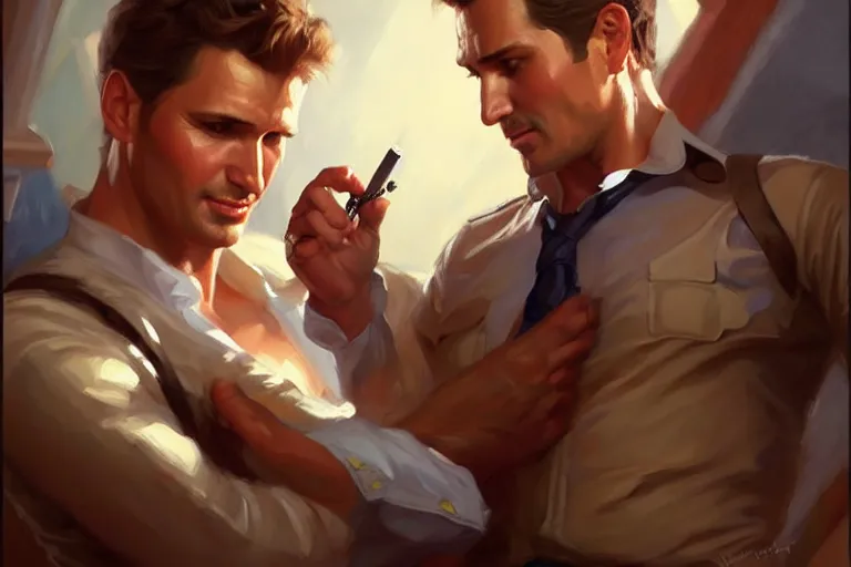 Prompt: uncharted, painting by vladimir volegov, j. c. leyendecker, tom of finland, trending on artstation