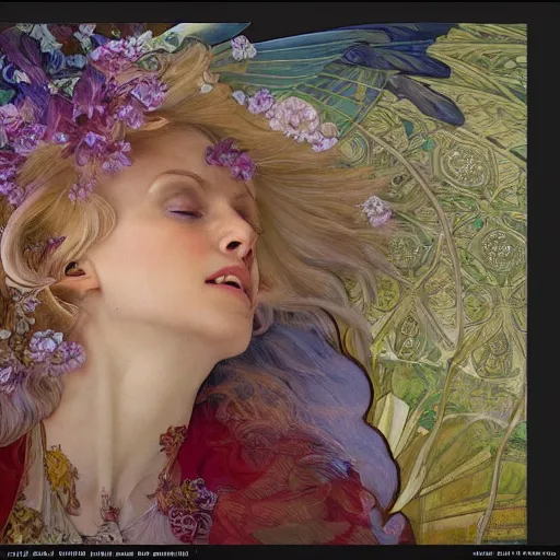 Image similar to hyperrealistic detailed seraphim with cinematic sharp focus 8 k in style of alfons mucha