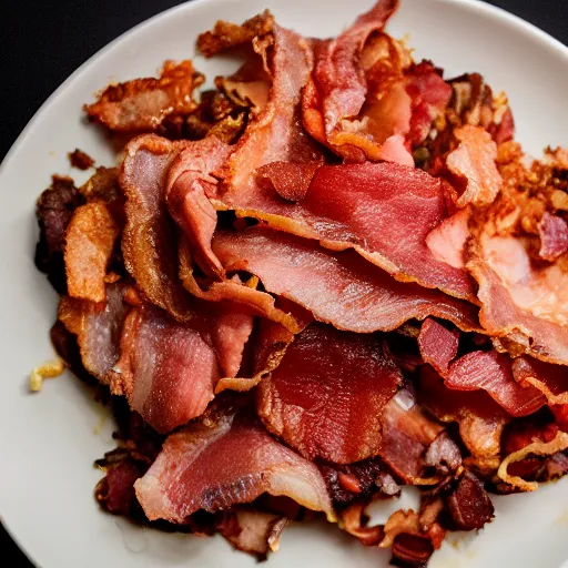 Image similar to an enormous pile of bacon, michellin star, award winning dish, food photography