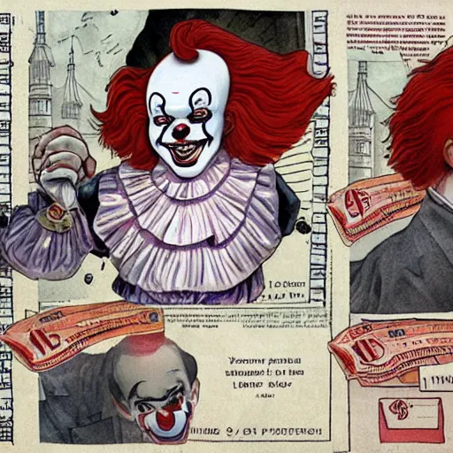 Prompt: Pennywise the clown as a central banker