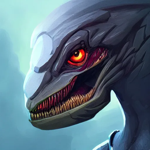 Image similar to portrait of an antropomorphic raptor knight, reptile face, angry look, ready for battle, mattepainting concept blizzard pixar maya engine on cold night stylized background splash comics global illumination lighting artstation lois van baarle, ilya kuvshinov, rossdraws