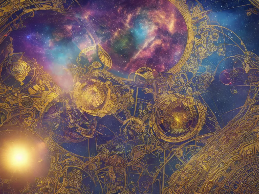 Image similar to The universe is a spheroid region 705 meters in diameter, 3d render, Sunlight Study, by Georg Dionysius Ehret and ((((Lisa Frank)))), Art Nouveau, 8k, extreme detail, sharp focus, octane render