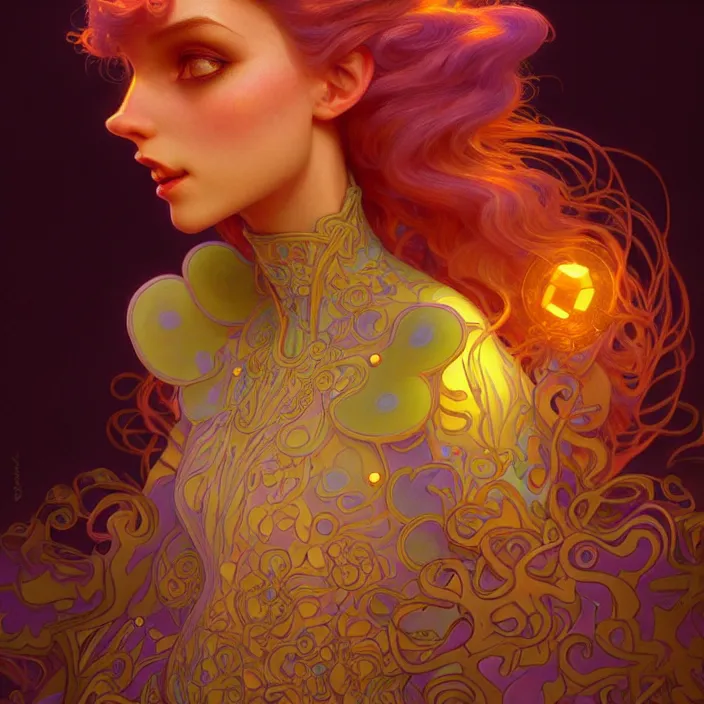 Image similar to psychedelic Pixar character, diffuse lighting, fantasy, intricate, elegant, highly detailed, lifelike, photorealistic, digital painting, artstation, illustration, concept art, smooth, sharp focus, art by John Collier and Albert Aublet and Krenz Cushart and Artem Demura and Alphonse Mucha
