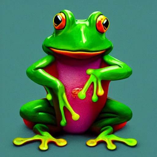 Prompt: The frog made of jelly,artstation