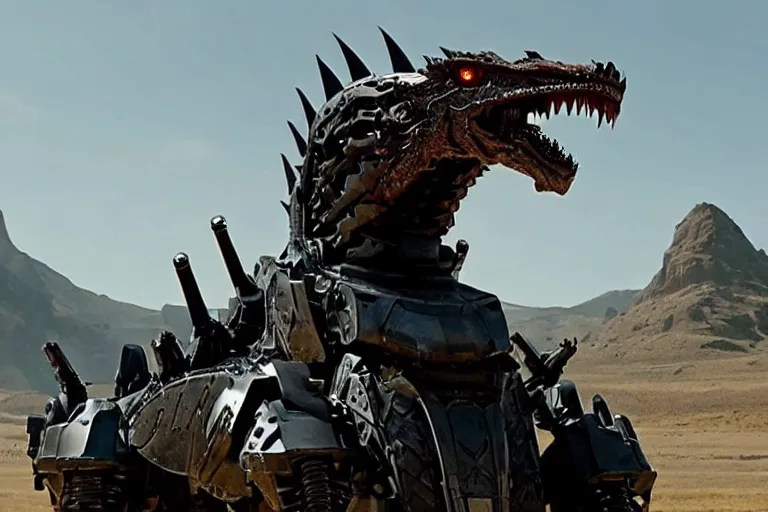 Image similar to cinematic still of westworld, a intact si - fi robotic fantasy dragon, well armored mech dragon, highly detailed