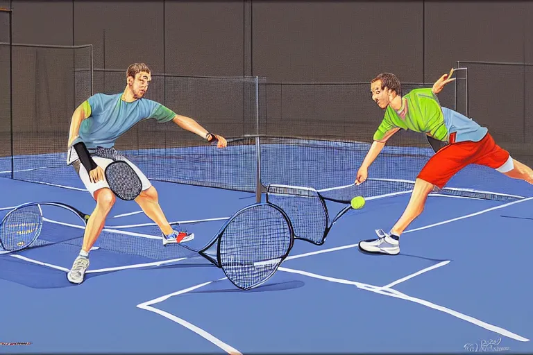 a game of padel in a pro court, by pierre - yves | Stable Diffusion ...