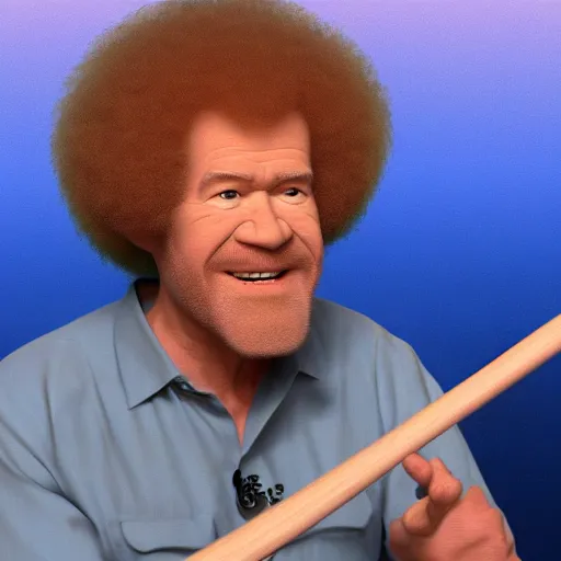 Prompt: Bob Ross playing the drums, render animation, 4k