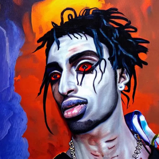 Image similar to playboi carti painted by abney park 4 k detailed super realistic