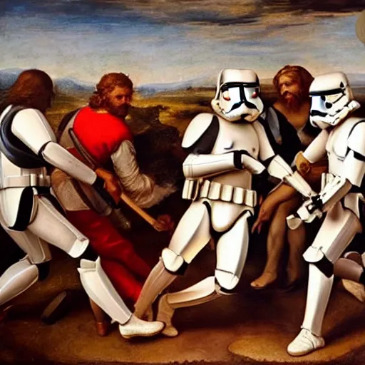 Prompt: Renaissance painting of a Stormtrooper
