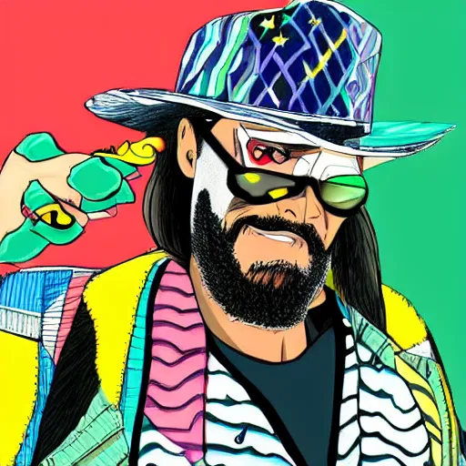 Prompt: Macho Man Randy Savage portrait in the style of Pixar