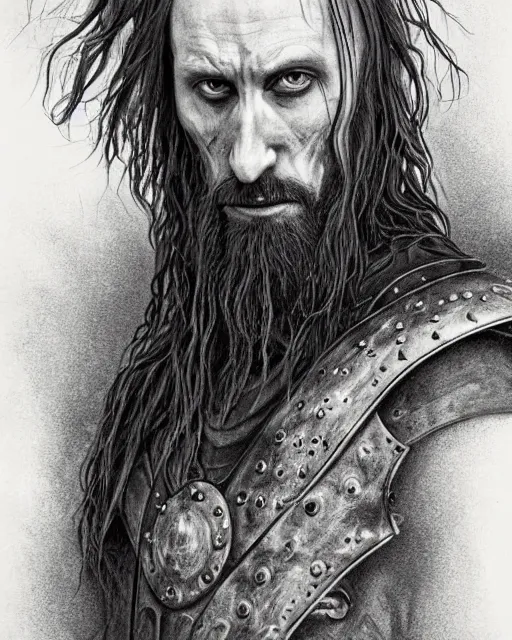 Image similar to realistic HD high detail portrait of !Kristian Elvind Espedal! aka !Gaahl! portrayed as a fearsome High Medieval High Fantasy blackguard. face and body. clad in black steel plate armour. wielding a two-handed battle-axe.