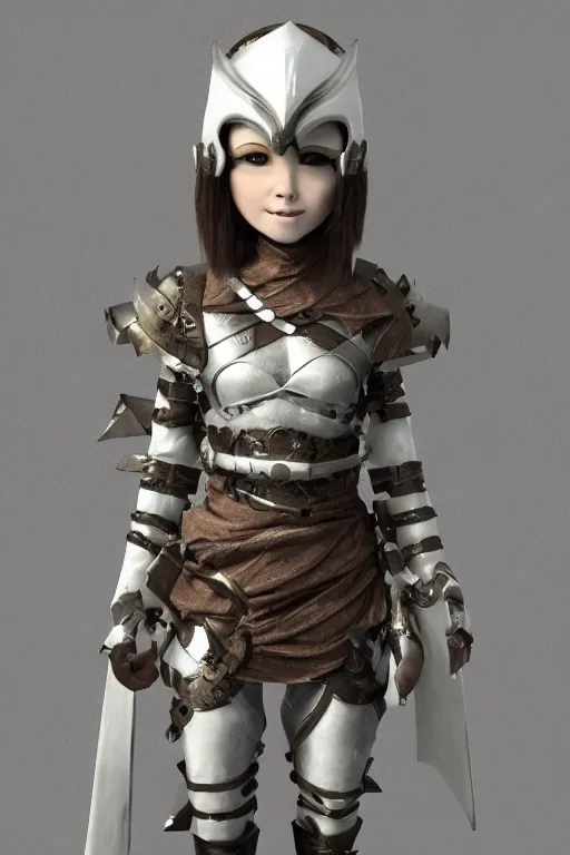 Prompt: female adventurer in tight full - body sticky note stack paper chainmail - style armor and a white porcelain crow mask, trending in artstation, japanese, artstation, establishing shot