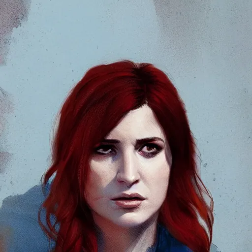 Prompt: Aya Cash with red and blue ombre hair, illustrated by Greg Rutkowski, 4k, 8k, photorealistic portrait imagery, dappled lighting, trending on artstation, artstationHQ, artstationHD.