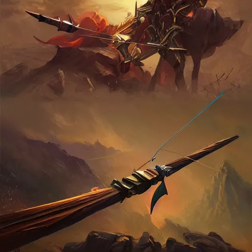 Image similar to longbow arrow, crossbow arrow, longbow arrow, longbow arrow, arrowed longbow, crossbow arrow, warcraft blizzard weapon art, weapon art masterpiece artstation. fantasy digital art, fantasy style art, fantasy hearthstone art style, fantasy game art by greg rutkowski, fantasy rpg weapon art