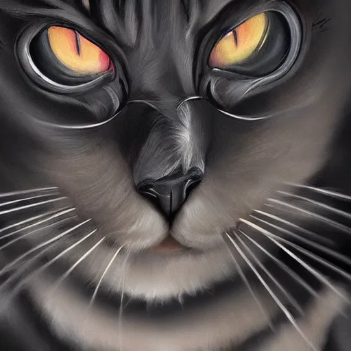 Image similar to highly detailed painting of a cat looking like darth vader, digital painting, artstation