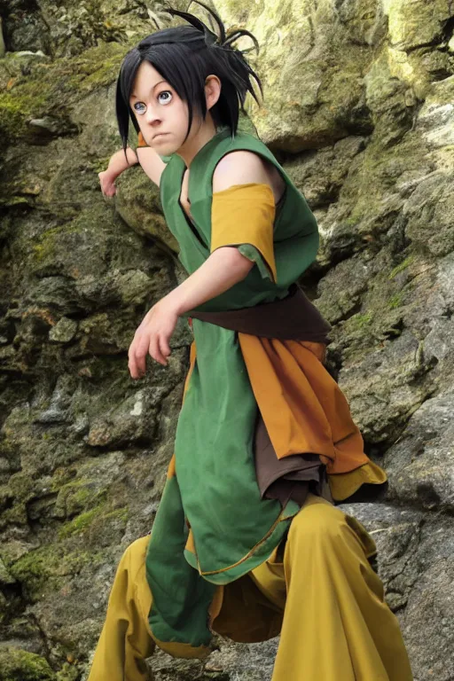 Prompt: a photo of real life toph from avatar