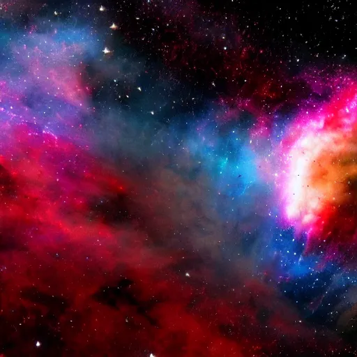 Image similar to an astronaut drifts into a colorful nebula for eternity
