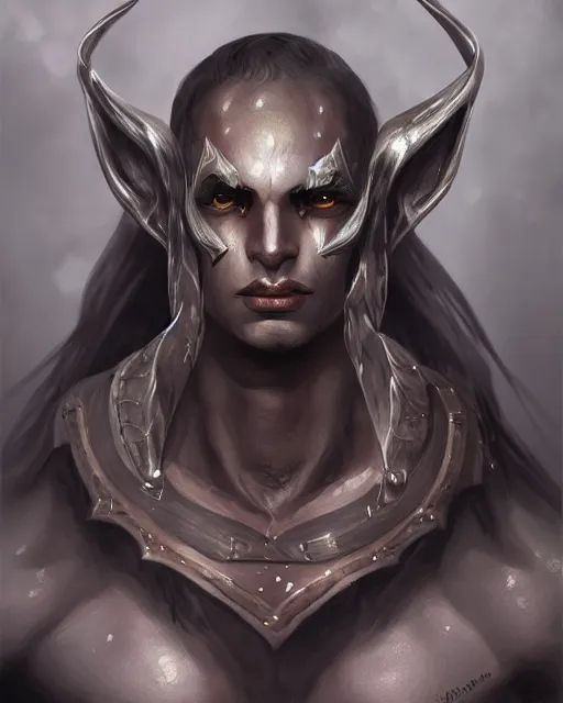 Image similar to portrait of a handsome male dark elf, obsidian skin, fantasy, intricate, elegant, highly detailed, digital painting, artstation, concept art, sharp focus, illustration