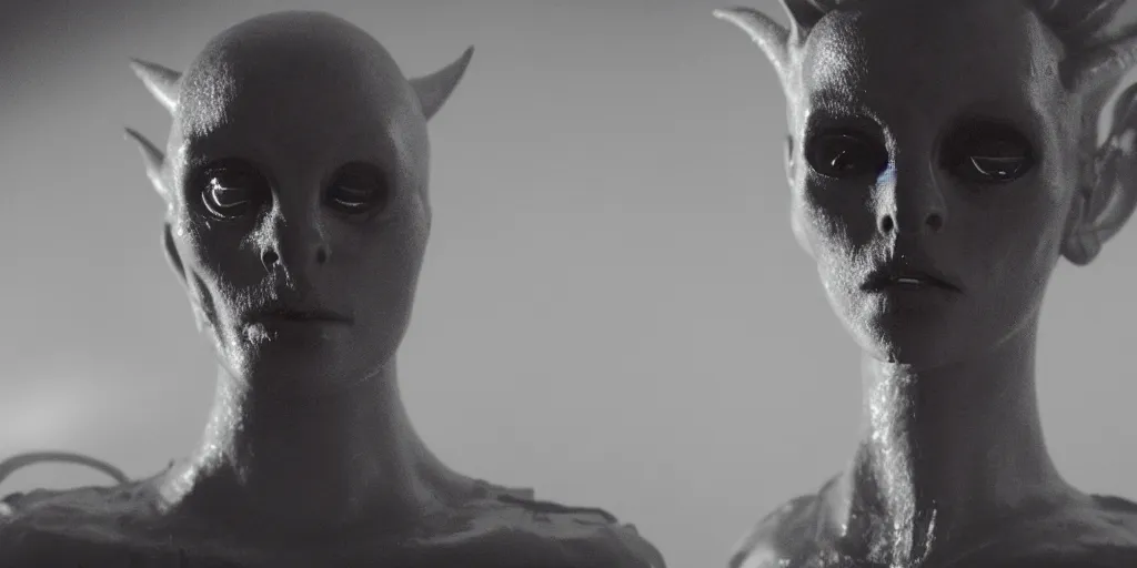 Image similar to cinematic film still of a punk alien starring in a dave meyers directed music video, cgi, vfx, ( ( chiaroscuro ) ) lighting, shallow depth of field, 8 0 mm, f 1. 8