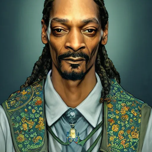 Image similar to Snoop Dogg as a cartoon character, D&D, fantasy, intricate, cinematic lighting, highly detailed, digital painting, artstation, concept art, smooth, sharp focus, illustration, art by Akihiko Yoshida, Greg Rutkowski and Alphonse Mucha