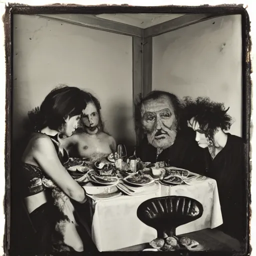 Prompt: joel - peter witkin family dinner