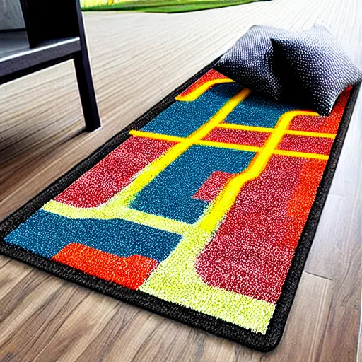 Image similar to a futuristic skids road map carpet rug