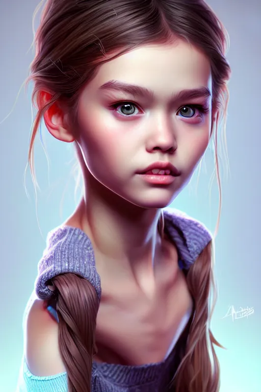 Image similar to very cute girl portrait, highly detailed eyes, intricate details, by artgerm, tooth wu, dan mumford, beeple, wlop, unreal engine 5 rendering