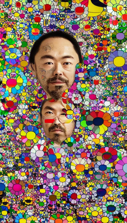 Image similar to a digital collage of a man's face surrounded by colorful objects, a digital rendering by takashi murakami, behance contest winner, neo - dada, maximalist, glitch art, fractalism