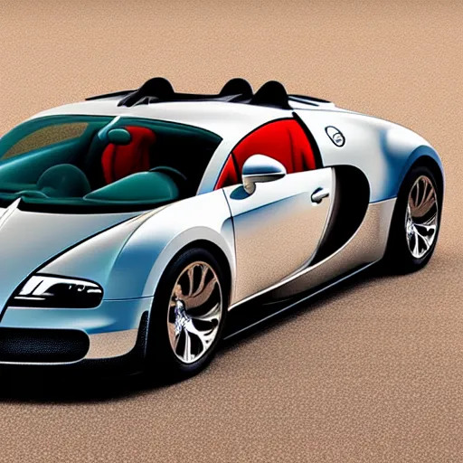 Prompt: bugatti veyron in the style of tool, alex grey