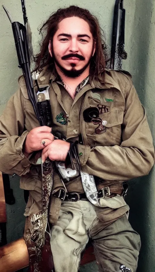 Image similar to Post Malone as Mexican revolutionary fighter