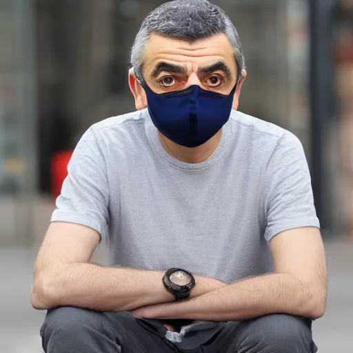 Image similar to rowan atkinson with kn 9 5 face mask