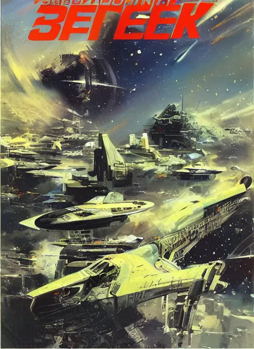 Image similar to spacious bg. simple. masterpiece book cover illustration by the great famous sci - fi artist john berkey.