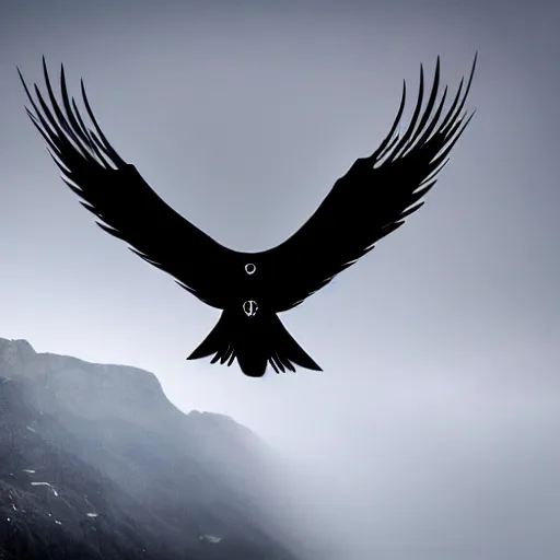 Image similar to the angel of death circling a mountain during a storm at night