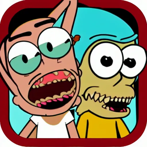 Prompt: evil amazing world of gumball rick and morty icon