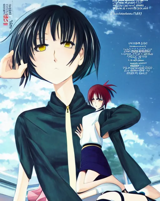 Image similar to anime girl wearing balenciaga, magazine cover, ufo table,
