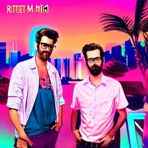 rhett and link, synthwave, realistic Stable Diffusion