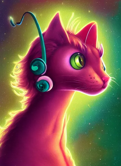 Prompt: cat seahorse fursona wearing headphones, autistic bisexual graphic designer, long haired attractive androgynous humanoid, coherent detailed character design, weirdcore voidpunk digital art by delphin enjolras, leonetto cappiello, simon stalenhag, louis wain, furaffinity, cgsociety, trending on deviantart