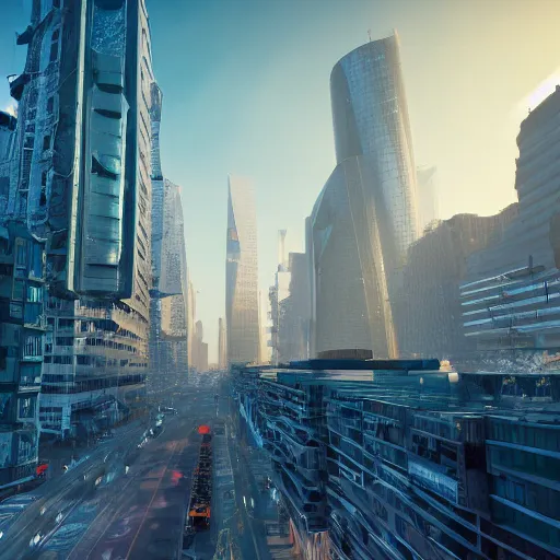 Prompt: A chaotic and busy futuristic city where everyone is in a hurry to get somewhere. There is a lot of traffic and noise. The buildings are all tall and close together. 3d render, volumetric lighting, extremely detailed, unreal engine, 8k UHD, HDR