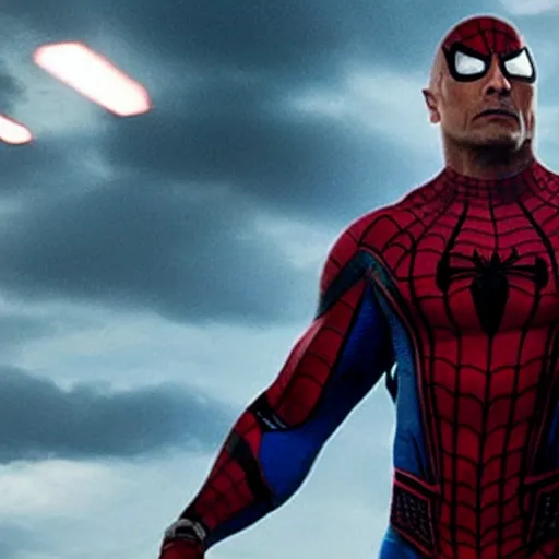 Image similar to Dwayne Johnson as SPIDERMAN in movie directed by Christopher Nolan