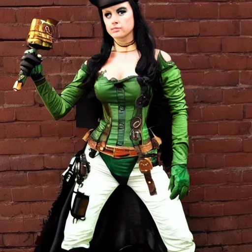 Prompt: full body photo of a steampunk rogue woman